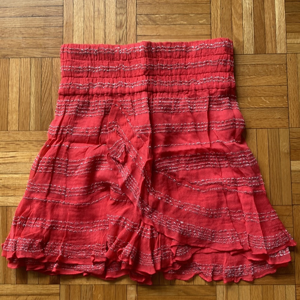 IRO Skirt Womens 36 pink Layered Metallic Embroidered Mini Skirt whimsigoth